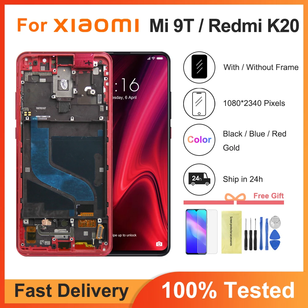 Сменный ЖК-экран 6,39 дюйма для XiaoMi Mi 9T, сенсорный дигитайзер с рамкой для XiaoMi redmi K20 Pro K20 mi 9t pro, ЖК-дисплей