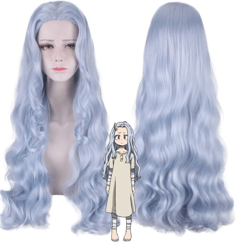 

Парик для косплея аниме «Моя геройская Академия» Eri Chisaki, серые синие длинные волнистые вьющиеся волосы, термостойкие синтетические волосы
