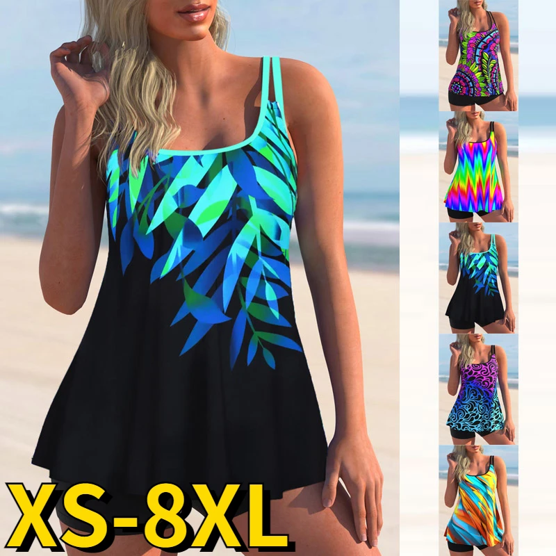 

2022 New Sexy High Waist Two Piece Swimsuit Printing Tankini Swimwear Women Trend Monokini Summer Swimsuit Beachwear Bikini