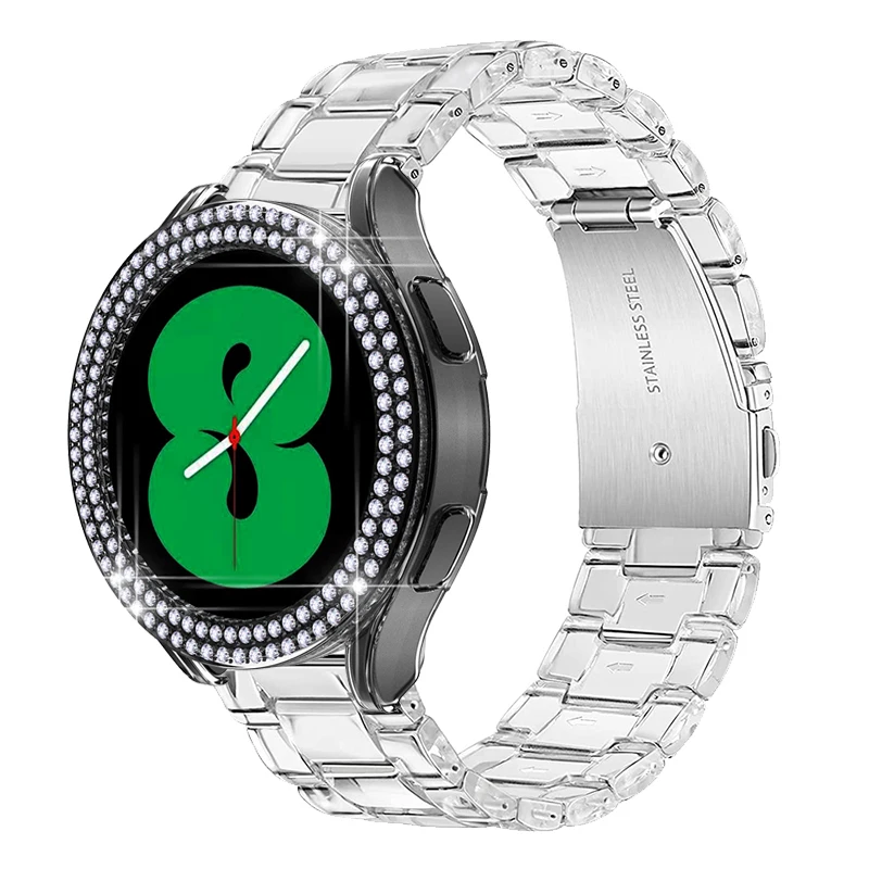 

Защитный чехол для Samsung Galaxy Watch 5 40 мм 44 мм, прозрачный полимерный чехол для браслетов Galaxy Watch 4 40 мм 44 мм, защитная рамка со стразами
