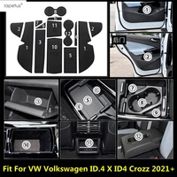 pu leather gate slot gasket mat door pad cup non slip storage accessories interior for vw volkswagen id 4 x id4 crozz 2021 2022