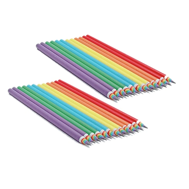 

Карандаш из радужной бумаги HB для письма и живописи, профессиональная ручка для рисования скетчей, комиксов, школьные принадлежности, 24 шт.