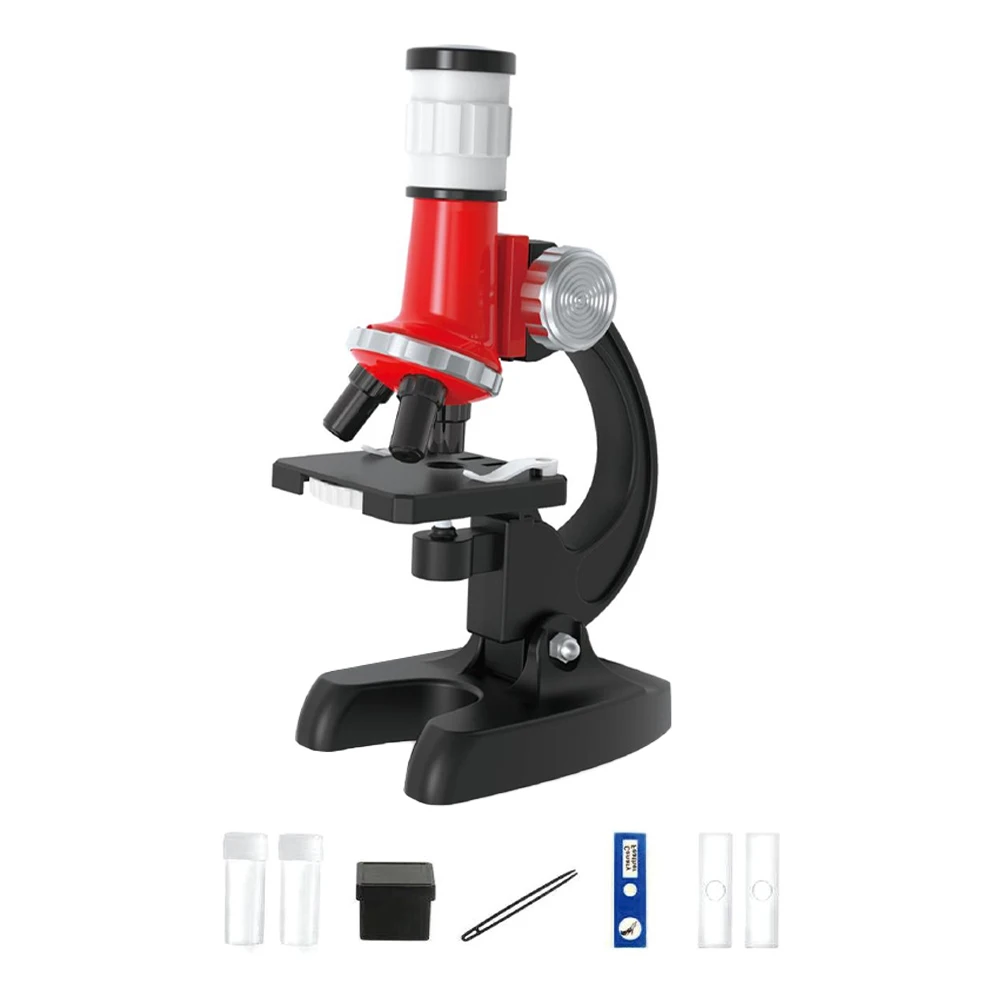 

8pcs 100X 400X 1200X With Specimen Microscope Kit Home School Clip Glass Slide Desktop HD Bottle Box Kids Students LED Light