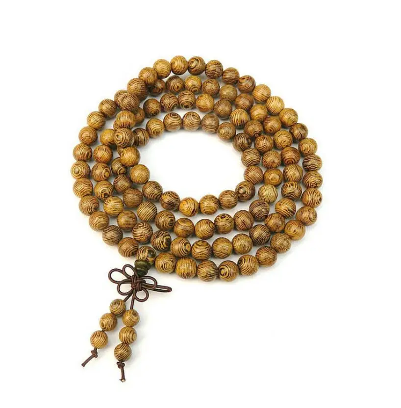 108 деревянных браслетов с круглыми бусинами и куриными крыльями диаметром 6 мм