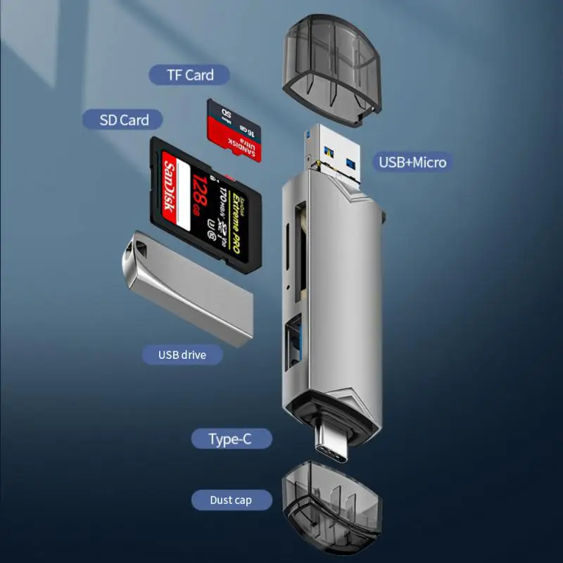 

Universal Otg Tf/sd Card Memory Card High Speed Type-c3.0 Liuhe Card Reader Usb 3.0 Cardreader Foldable Type-c Reader Otg 6 In 1