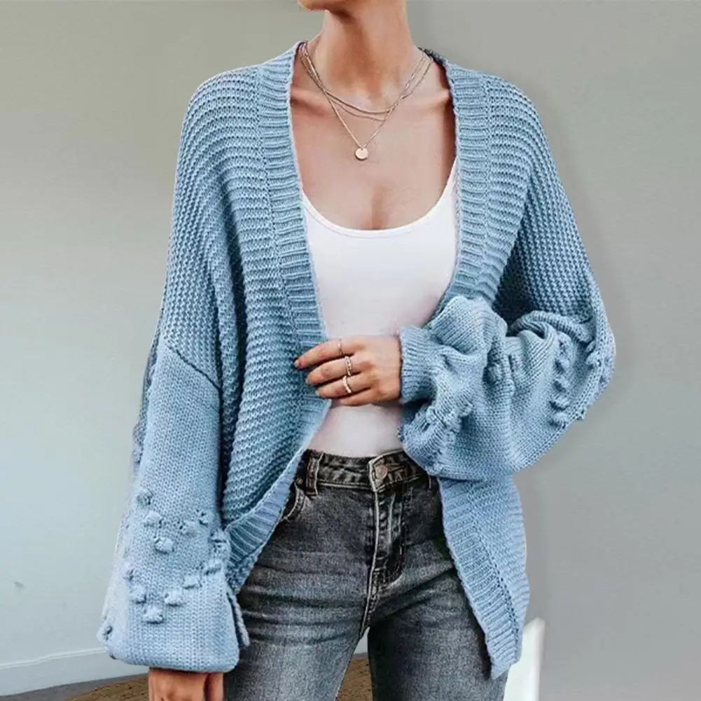 

Жаккардовый кардиган в рубчик с длинным рукавом, Осень-зима, однотонное свободное вязаное пальто, женская трикотажная одежда