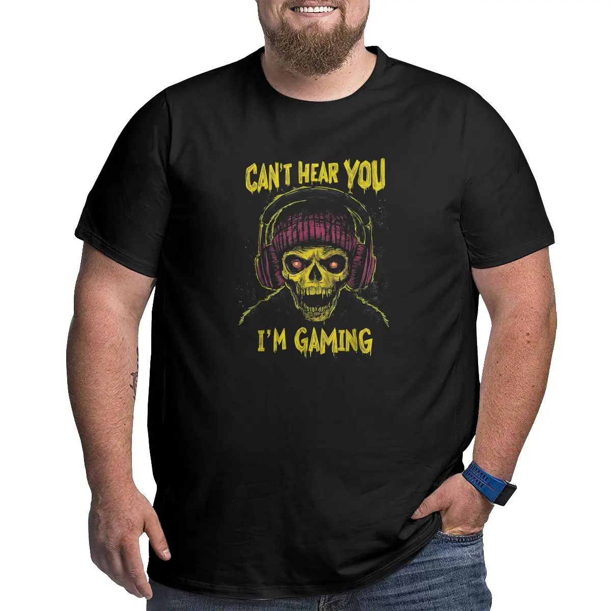 Funny Gamer Big Size Men's T-shirt Plus Graphic T Shirts for and Tall Men Cotton Short Sleeve Top Tees Clothing