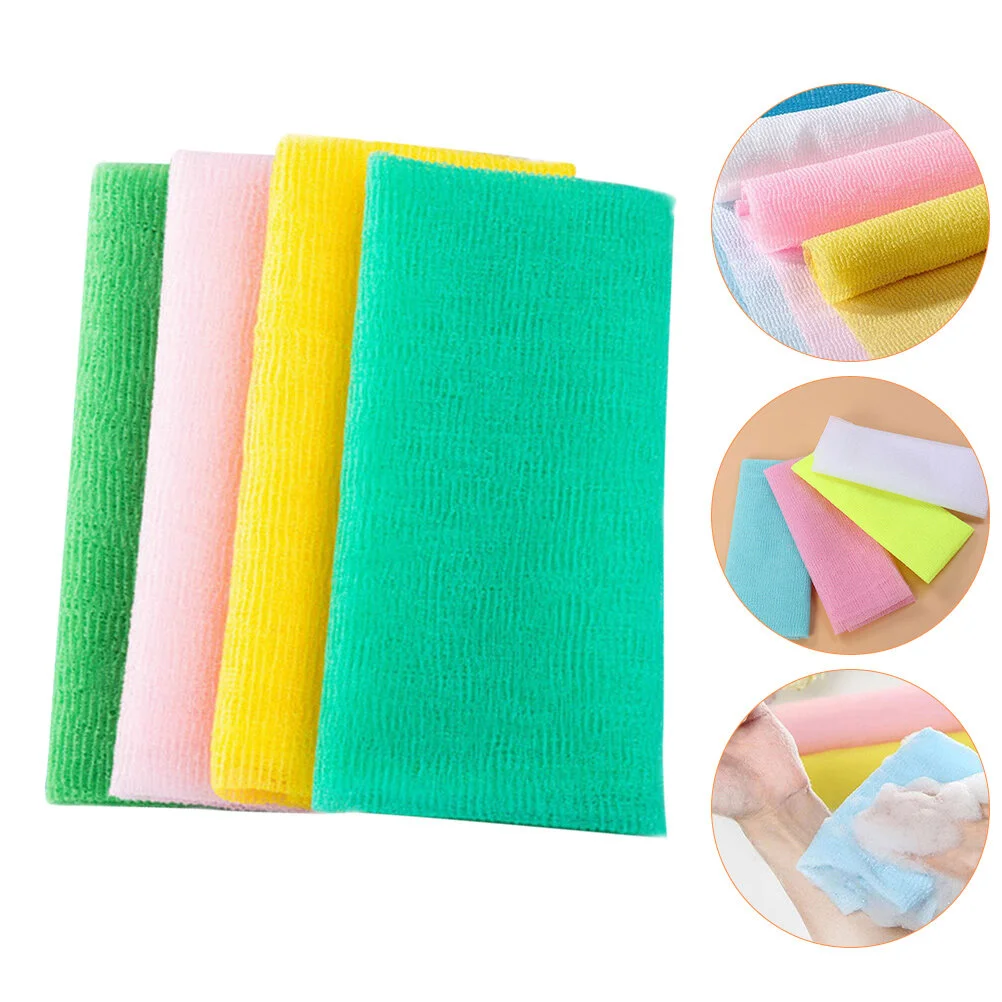 

4 Pcs Exfoliating Bath Towel Towels Men Body Lotion Nylon Bathing Washcloth Scrubber Wipe Leg Scrubbers Bubble Making