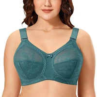 green plus size lace bra for women full coverage big cup wireless thin unlined women minimizer bras plus size bra c d e f cup
