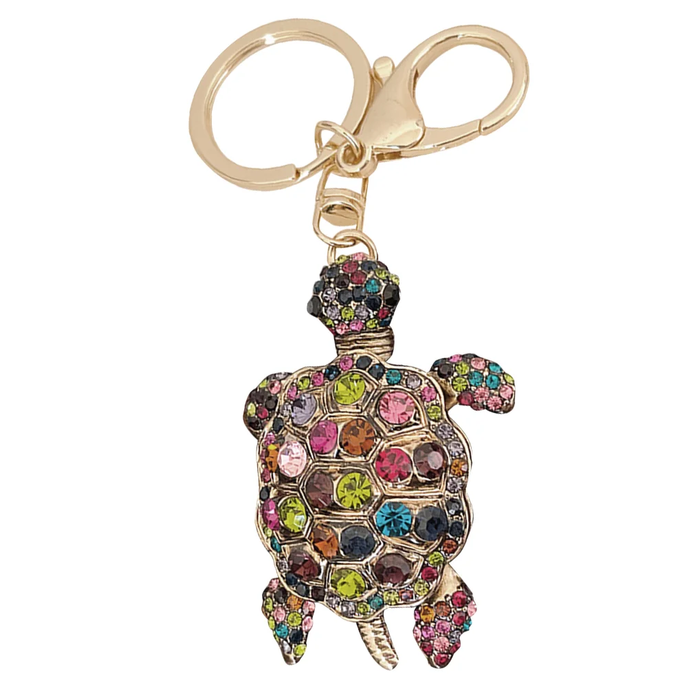 

Rhinestone Turtle Keychain Metal Small Turtle Pendant Cartoon Money Modeling Key Ring