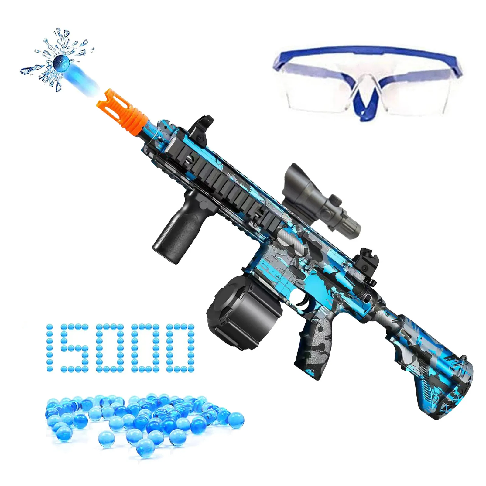 

M416 Manual And Electric Two-in-one Gel Ball Blaster, With 15000 Eco-Friendly Water Goggles For Outdoor CS game