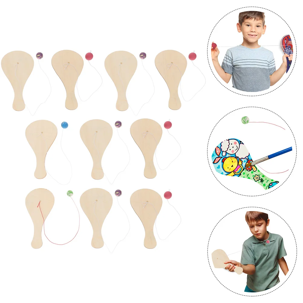 

Coloring Wood Paddle Inddor Funny Game Kids Blank Puzzle Pieces Graffiti Ball