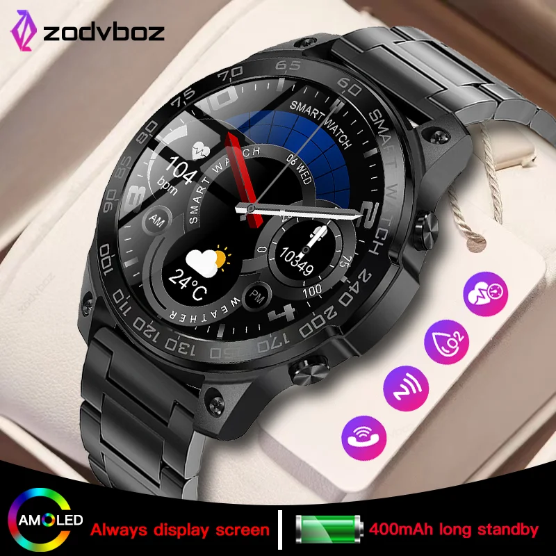 

New NFC Smart Watch Men AMOLED Screen Heart Rate Blood Oxygen Monitor Long Standby Custom Dial Answer Call Waterproof Smartwatch