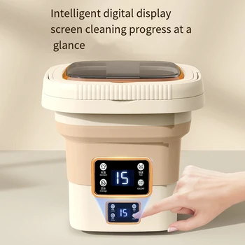 휴대용 미니 전기 배럴 세탁기, 접이식 세탁기, 배수구 버킷, 아기 옷, 여행용 클리너, 6L, 9L