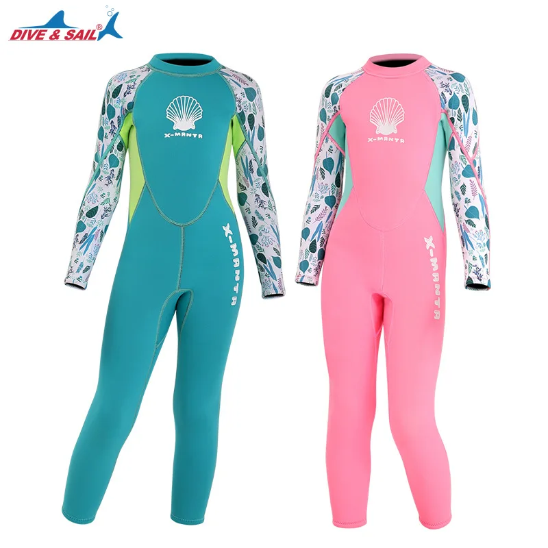 

2.5MM Neoprene Wetsuit Children's Fashion One-Piece Long-Sleeved Warm Swimming Surfing Suit Cold-Proof Snorkeling Wetsuit