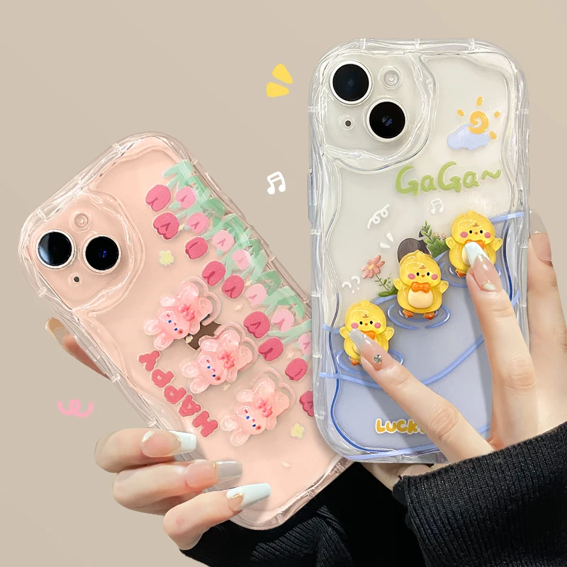 

Case for Xiaomi POCOF3 POCOM4PRO 5G POCOX5 5G POCOX5PRO 5G Cartoon Cute Three Rabbits Three Ducks Curve Anti-drop Phone Case