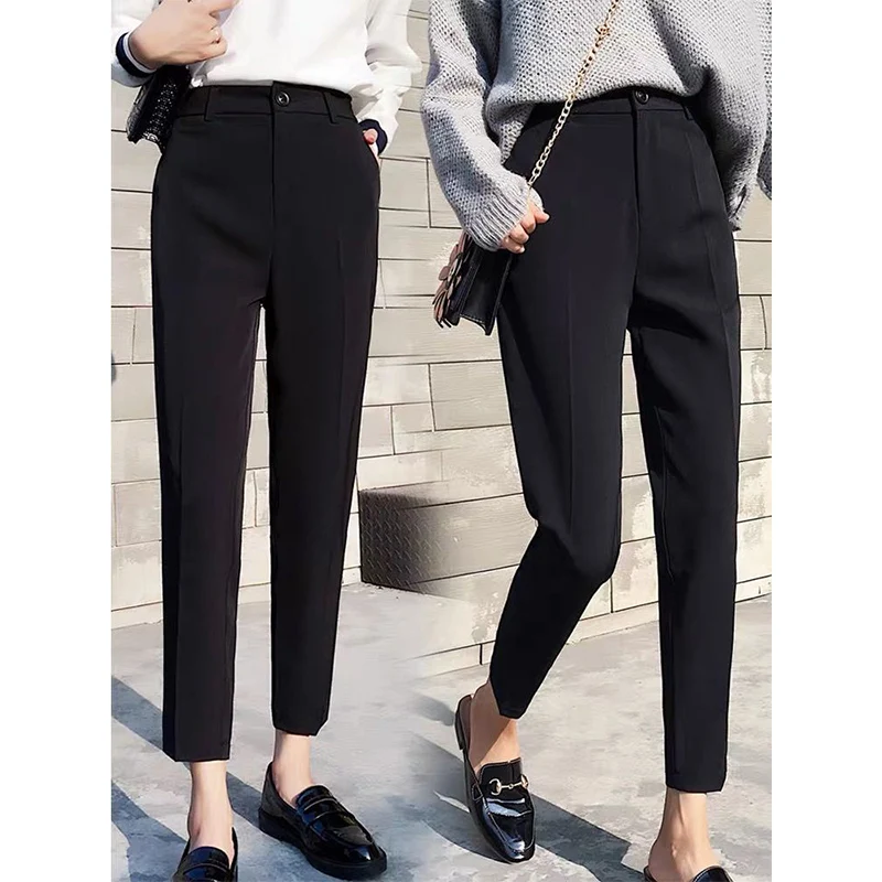 Black Harem Nine-Point Pants Women Spring Summer Simple And Stylish Mode Slim Thin Pencil Pants Clothing Urban Spodnie Damskie