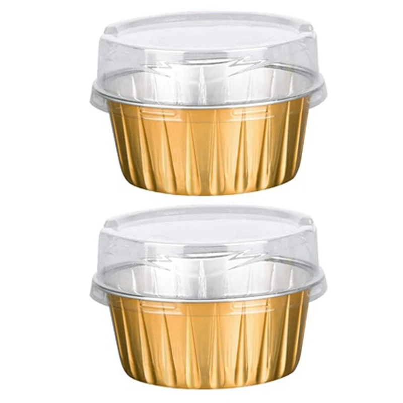 

Десертные чашки с крышками, 75 шт. в упаковке, Золотая алюминиевая фольга для выпечки, выпечки кексов