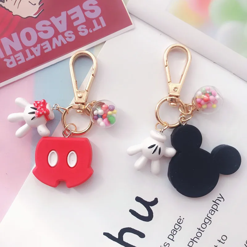 

Disney Cartoon Anime Mickey Mouse Model Keychain Mickey Head Earphone Protective Sleeve Keyring Children Bag Iike Pendant