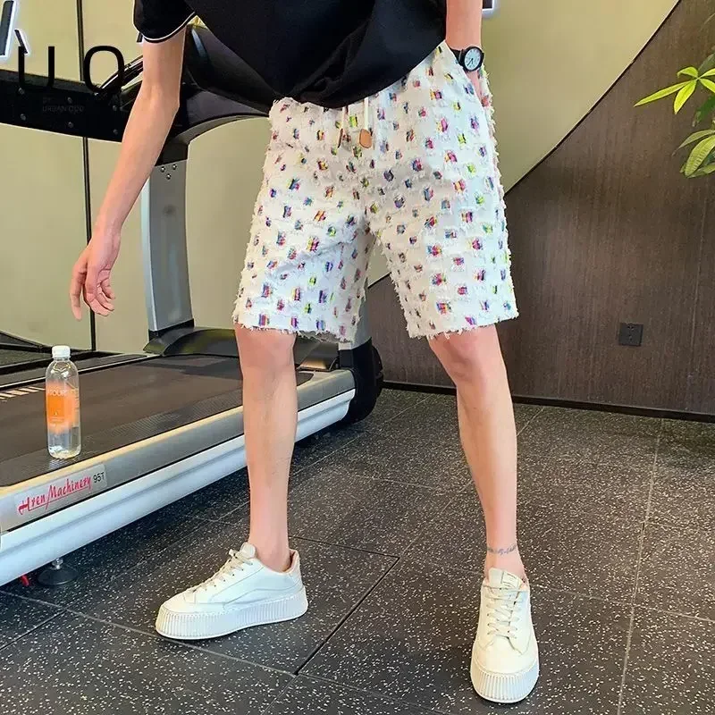 Летние тонкие джинсовые шорты мужские модные брендовые повседневные уличные