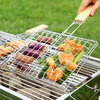 1pcs bbq grill barbecue net grilled fish clip portable burgers grid square foldable outdoor picnic camping cookout accessories