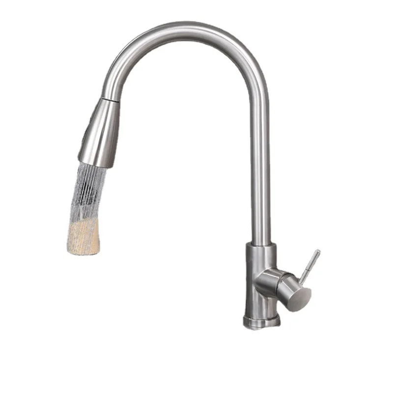 

Кухонный смеситель из нержавеющей стали, выдвижной вращающийся смеситель, раковина для горячей и холодной воды