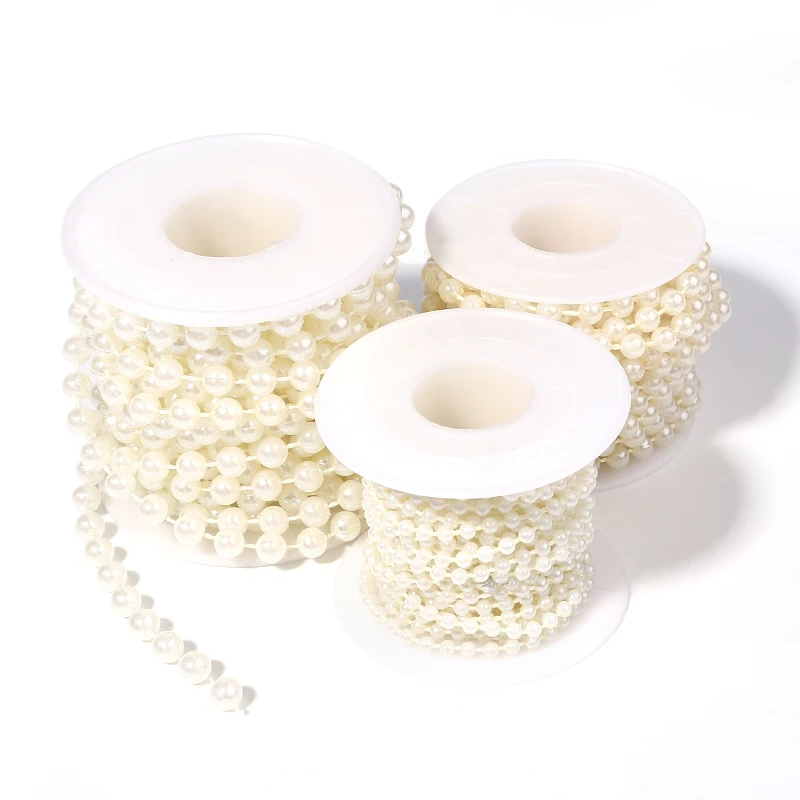 

Fashion Bracelet Necklace Flat Pearl Chains Beige Color Link Chain for DIY Jewelry Making Accessories Imitation Pearl Chain