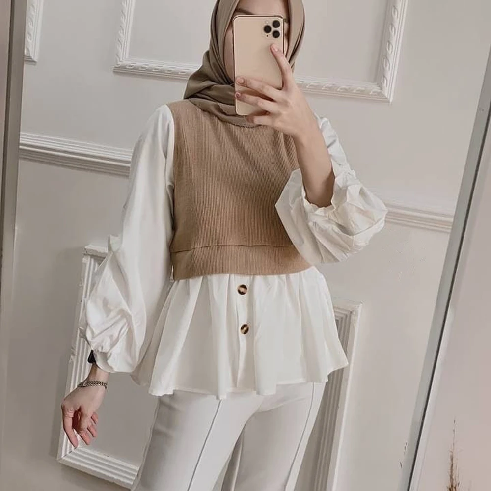 

Ramadan Abaya Dubai Turkey Morocco Muslim Fashion Tops For Women Shirts Pull Femme Musulmane Islam Arabic Blouses Tunique