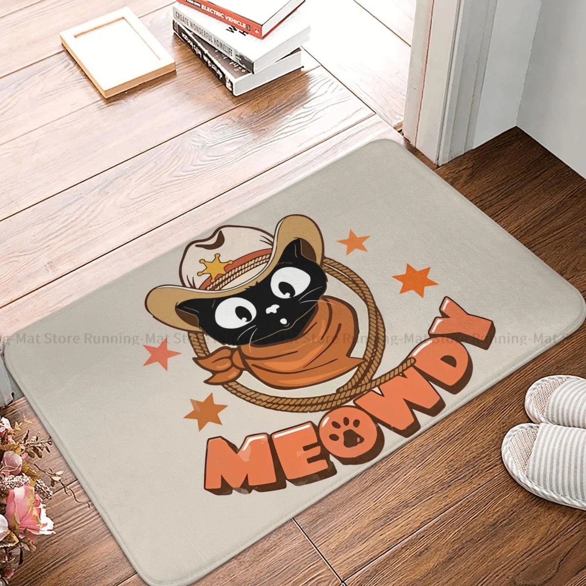 

Bathroom Mat MEOWDY Black Cat Howdy Texas Meme Doormat Living Room Carpet Balcony Rug Home Decor