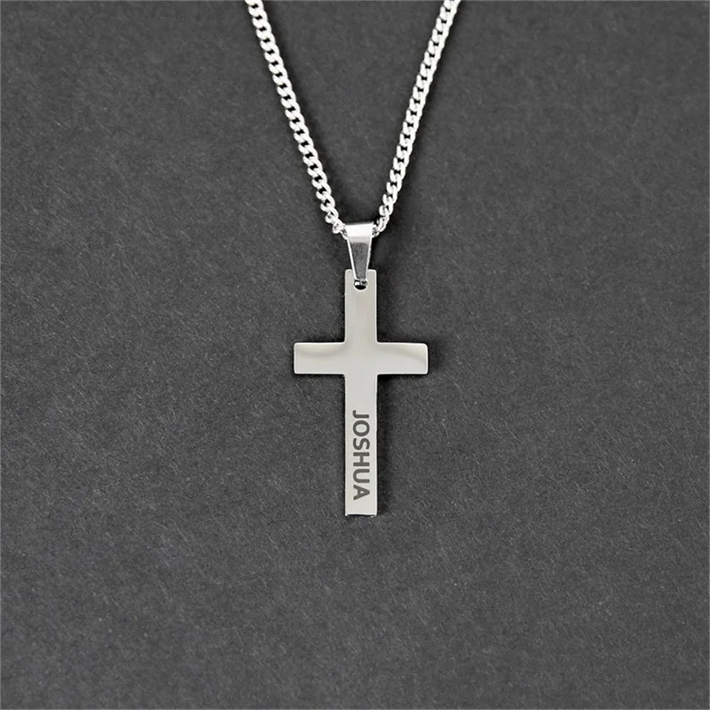 Cross Necklace Men's Custom Necklace Silver Stainless Steel Name Custom Necklace Men's Jewelry Custom Made By Hyundai Come Out