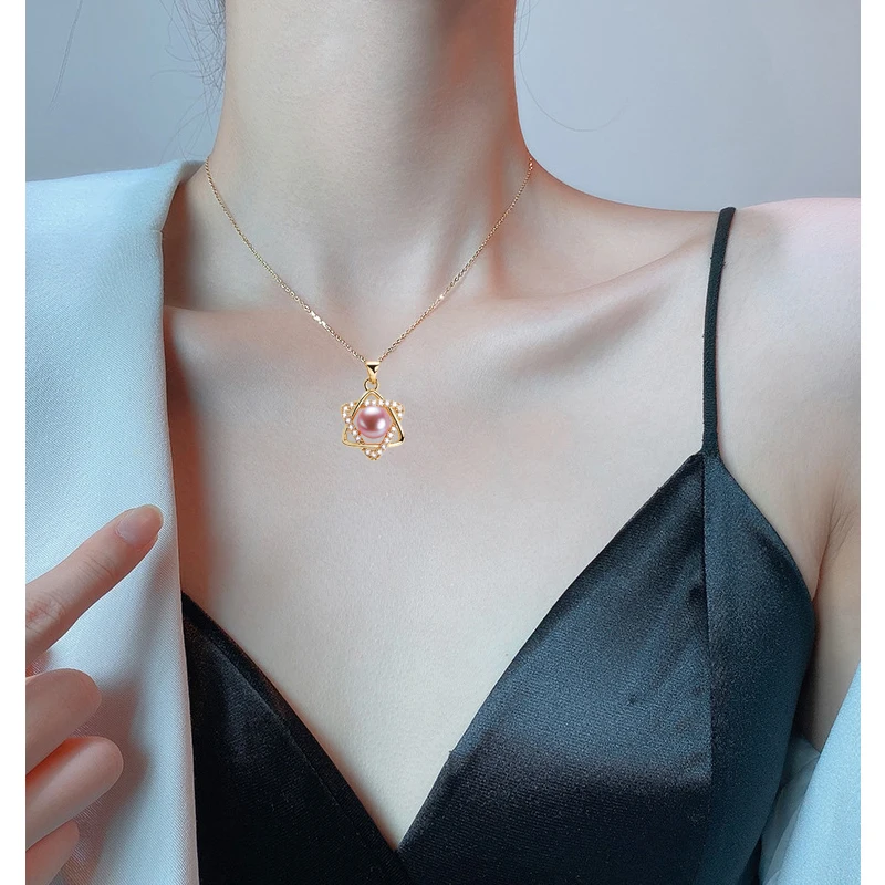 Женский подвеска Шестиконечная звезда из жемчуга 100% натуральный, оправа из серебра 925 и позолота, ювелирные аксессуары.