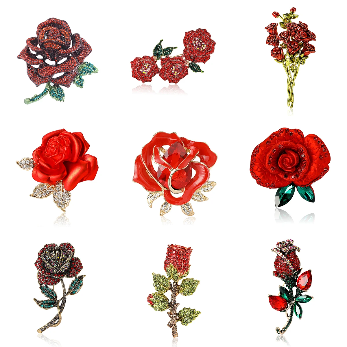 Женская брошь в виде цветка розы