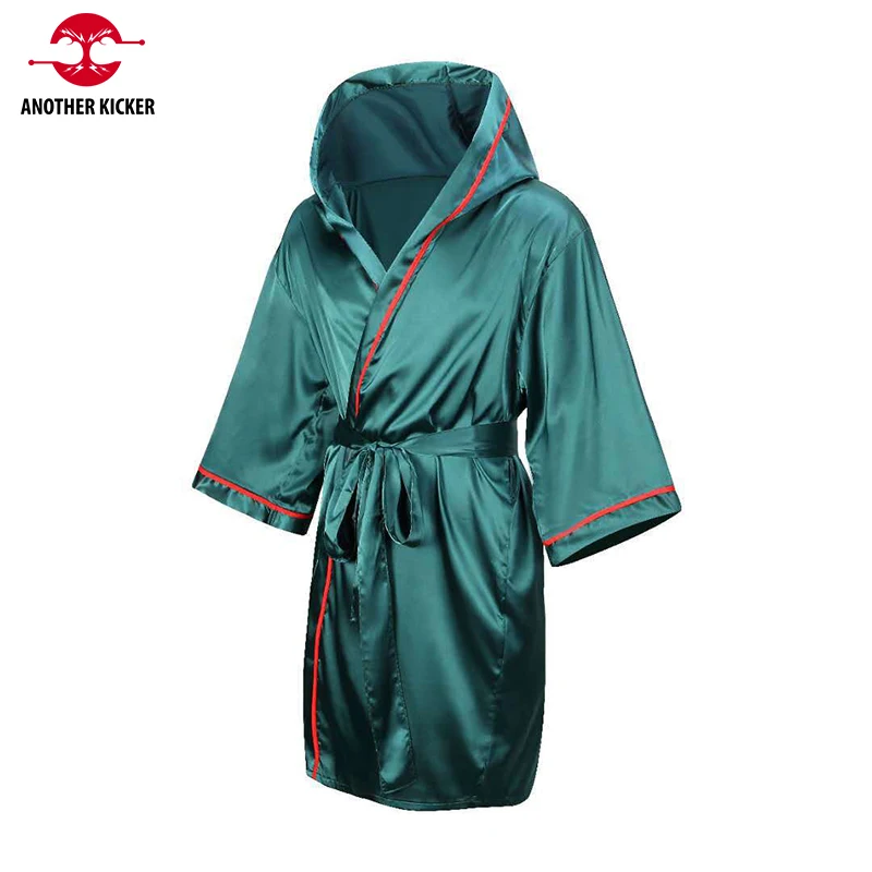 

Boxing Robe with Hood Silk Satin Full Length Martial Arts Kickboxing Competition Training Gown Women Men Muay Thai MMA Uniform