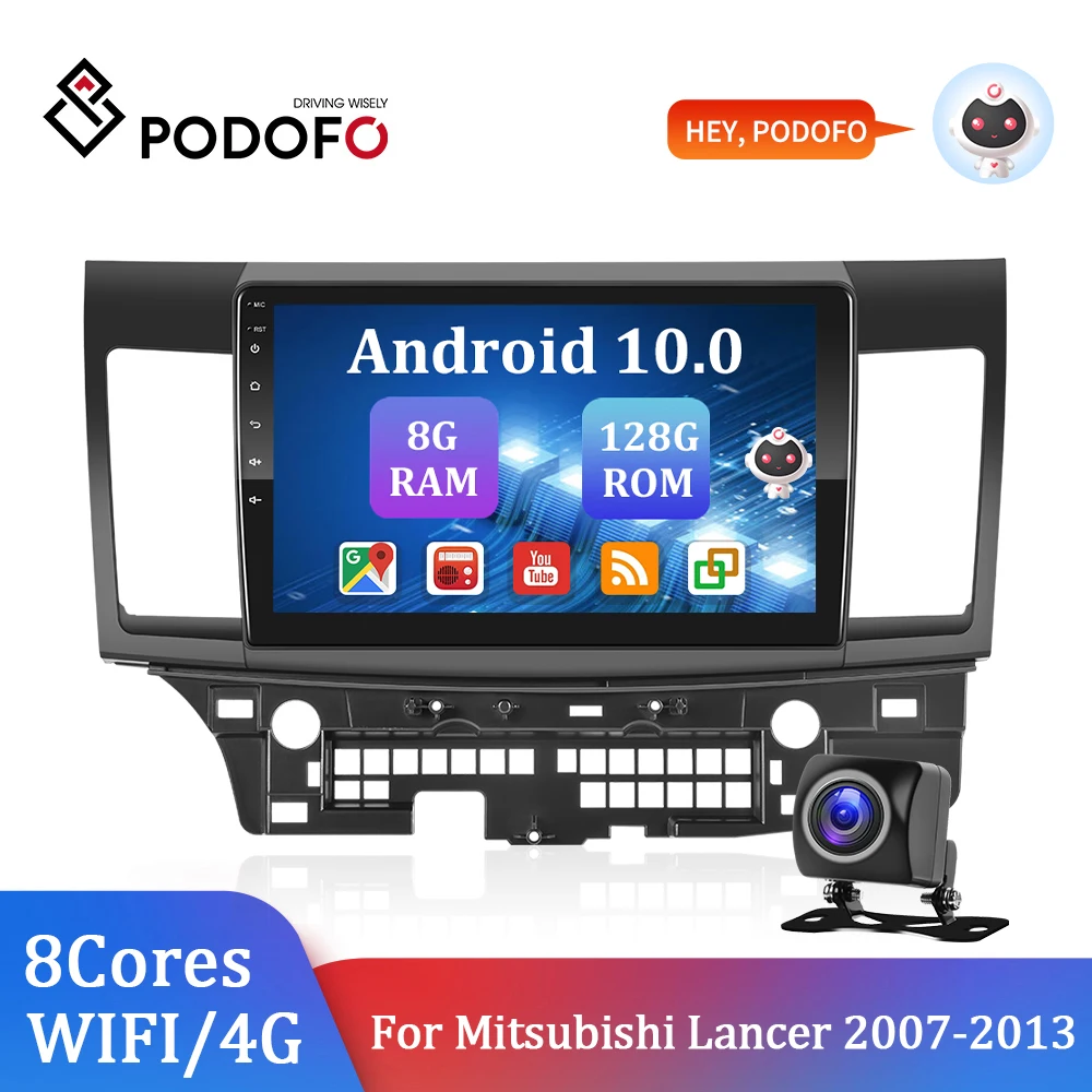 

Podofo Android 10.1 128G 8 Cores 4G WIFI DSP 2Din 10.1" Car Radio for Mitsubishi Lancer 2007-2013 GPS Ai Voice Carplay Autoradio