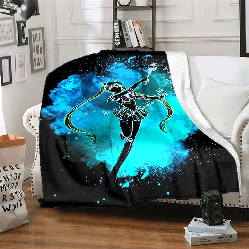 

Anime Cartoon Water Moon Warm Soft Fashion Blanket Plush Sofa Picnic Blanket Bed Blanket