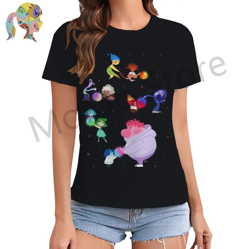 Disney Inside Out Kawaii Women's T-shirt Lovely O Neck Summer Y2k Streetwear Cheap Clothes Leisure Tops New 2024 XS-3XL 3D Print