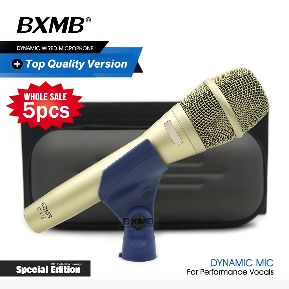 

Профессиональный динамический проводной микрофон KSM9, микрофон KSM9C суперкардиоидный для выступлений, прямых трансляций, вокала, караоке, сцены, 5 шт.