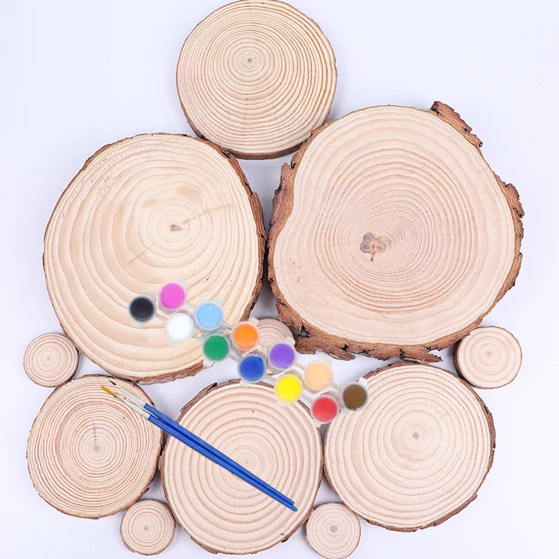 

1-80pcs Natural Pine Round Unfinished Slice Decorations Wedding Christmas Decorations Round Blank Craft Wooden Plate Decoration