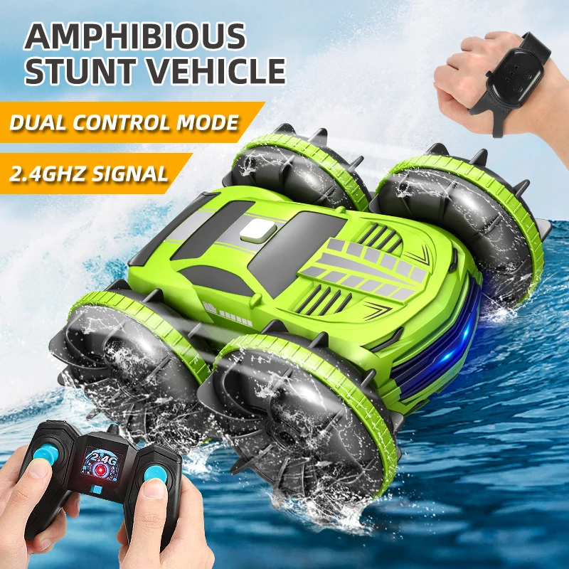 High-tech RC Car 2.4G Radio Gesture Induction Amphibious Stunt Car Double-sided Tumbling Drive Children's Electric Toys for Boy