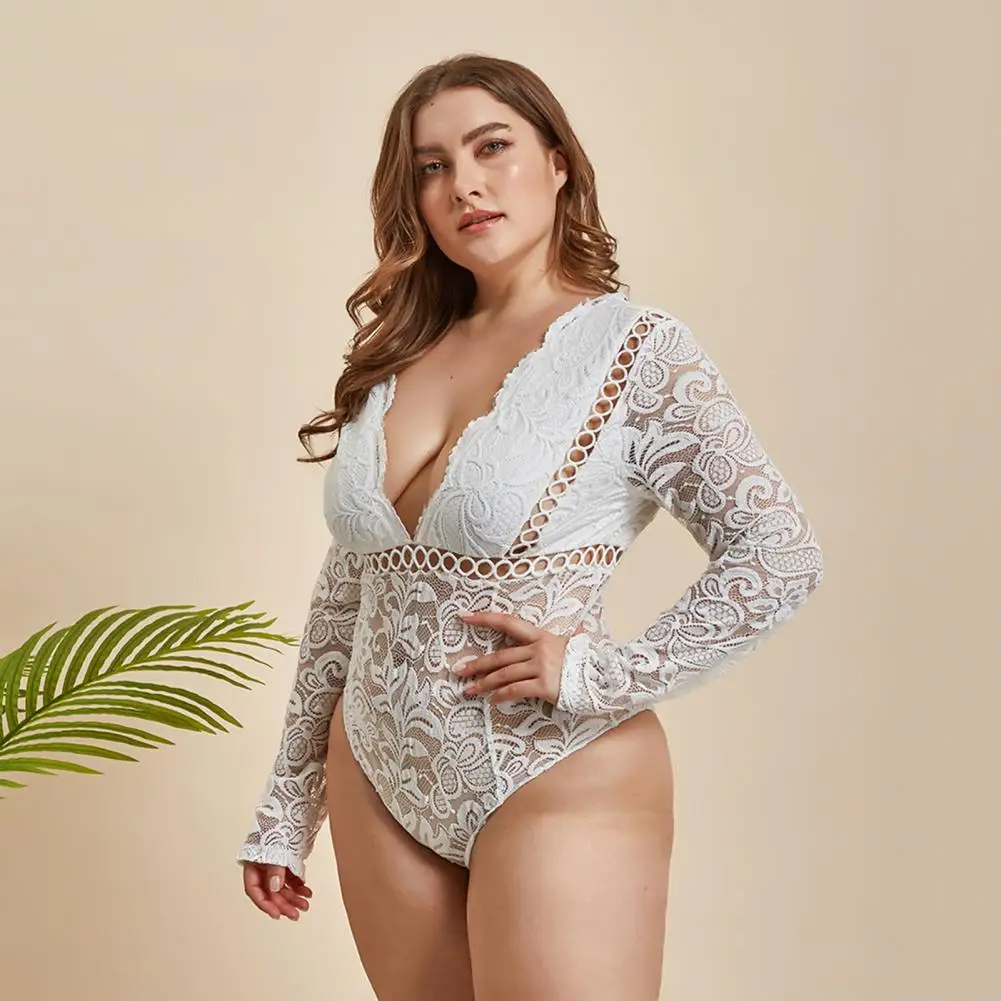 

One Piece Stylish Hollow Out Women Bodysuit Thin Women Bodysuit See-through for Wedding Night