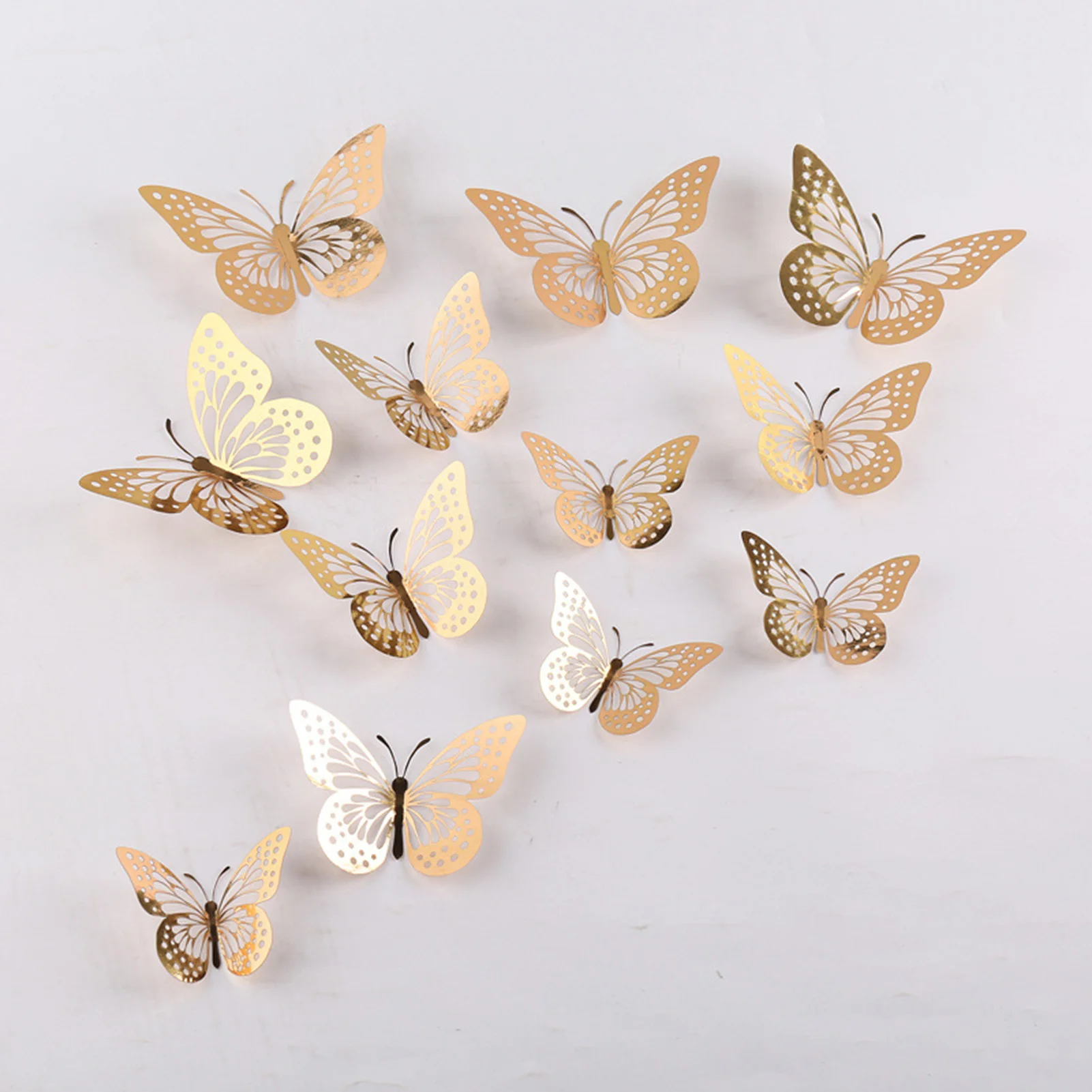 

3D Gold Butterfly Decorations Holographic Creative Decor Unique Removable Wall Stickers for Classroom Wedding Bedroom DIY Gifts