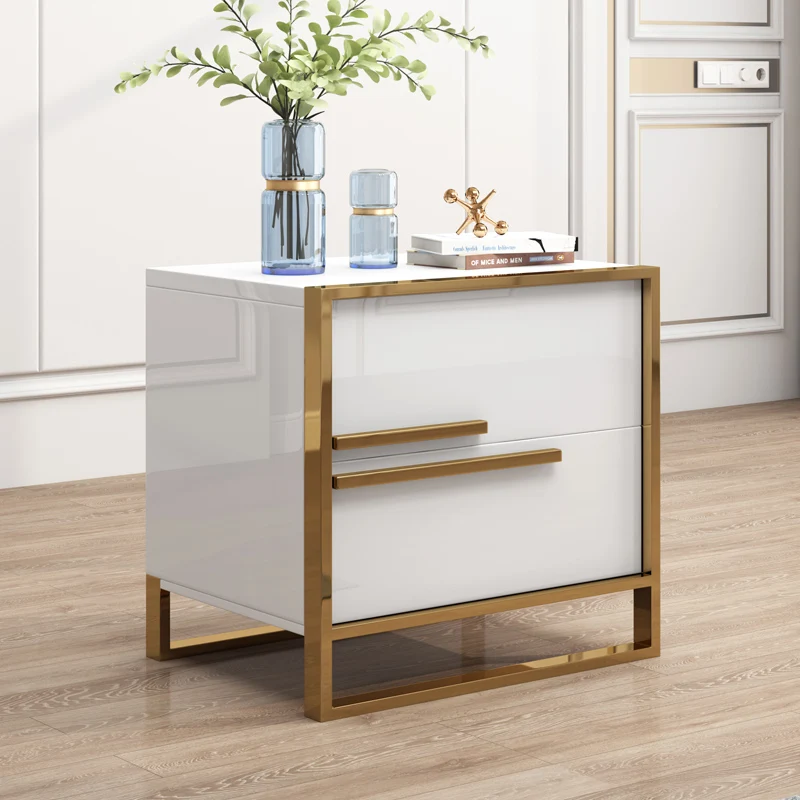 Mesita de noche nórdica de madera blanca, mueble minimalista de diseño moderno,...