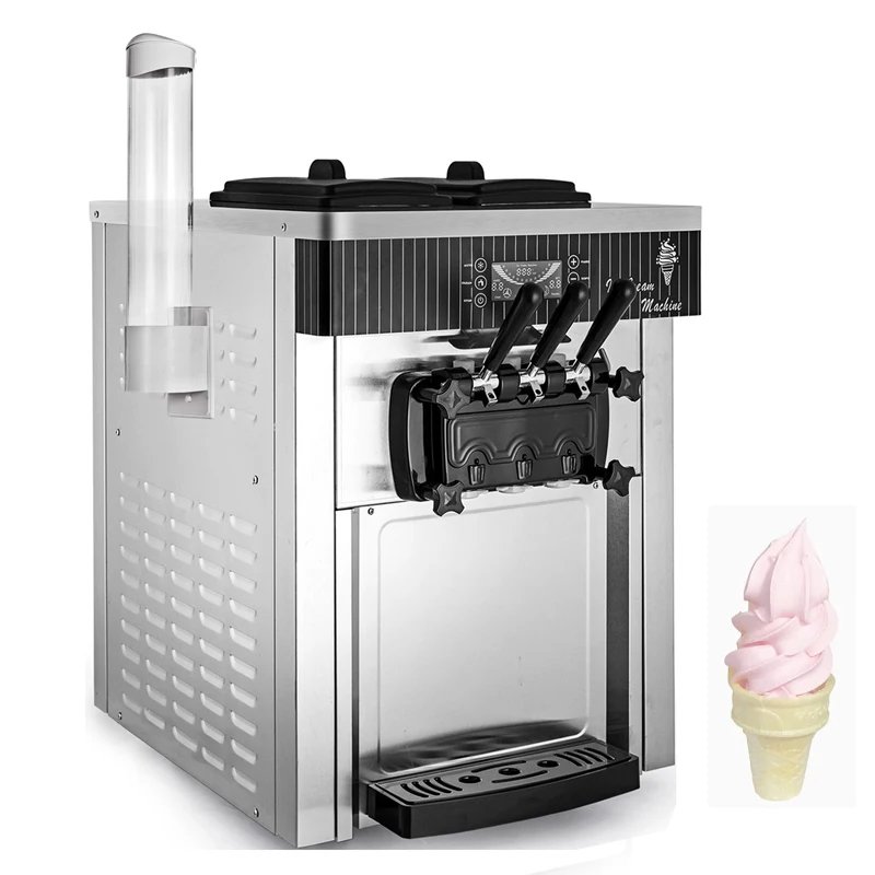 

Soft Ice Cream Makers Commercial Sweet Cone Freezing Equipment Vending Machine Desktop Sundae Making Machines 2200W