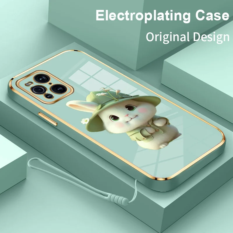 

Soft Hooded Rabbit Plating Lens Protection Phone Case for OPPO Find X3 R17 Pro Reno 4G Reno 2 Z 3 4 5 Pro Reno6 A91 Cover
