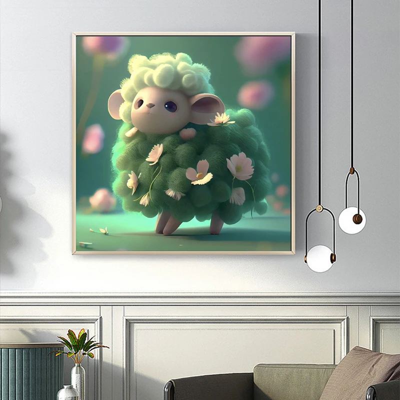 

RUOPOTY Painting By Numbers For Starter Kit Chinese Zodiac Series Green Animal Pink Flower Combination Hand Painting Animal