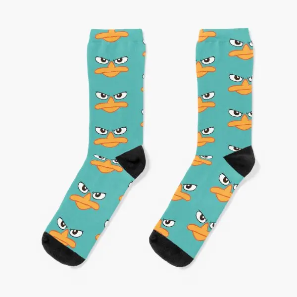 

Perry The Platypus Mask Crew Socks Best Ladies Black Winter Mens Women Sports Cotton Cartoon Comfortable Pattern Unisex Autumn