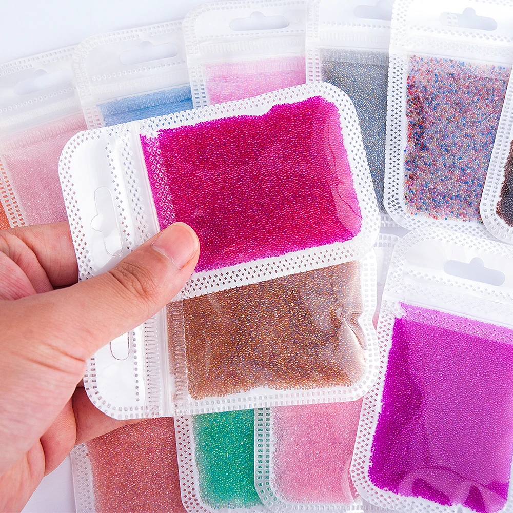

13Bag/Set Multicolor Glitter Mini Bubble Beads 0.8MM Transparent Miniature Caviar Rhinestone For DIY Charms Nail Art Accessories