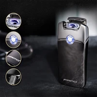 usb thunder electric primo windproof flameless lighter dual arc usb rechargeable plasma lighter display power gadget men gift