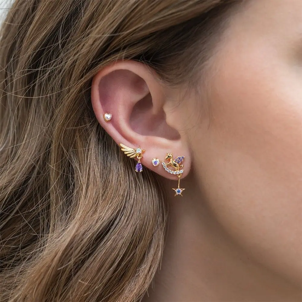 

Ear Cartilage Light Luxury Ear Jewelry Korea Style Earrings Women Stud Earrings Asymmetric Earrings Piercing Ear Stud