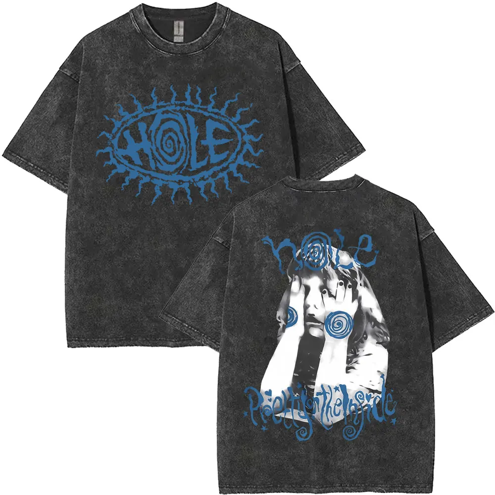 Фото Alternative Grunge Rock Band Hole Courtney Love Pretty on The Lnside Vintage Washed T Shirts Male Oversized T-shirts Streetwear №2